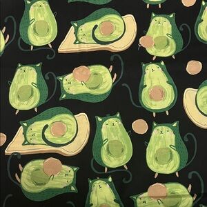 Avocado Cat Fabric, 100% cotton, 45 inches wide, 4 yards, NWOT